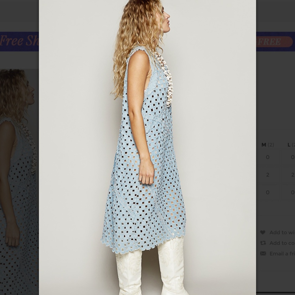 ⭐️ POL “ Hilton Head 3” POL Laser Cut Twill Maxi Dress 33 - Picture 4 of 5